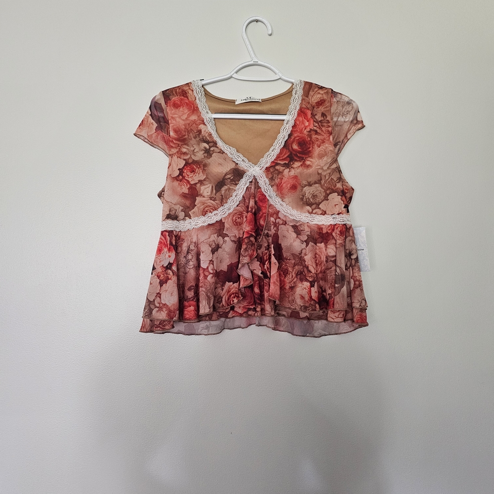 NWT Rebellious Dreamer Blouse Large Fairy Whimsy Whimsigoth Y2K Romantic Lace